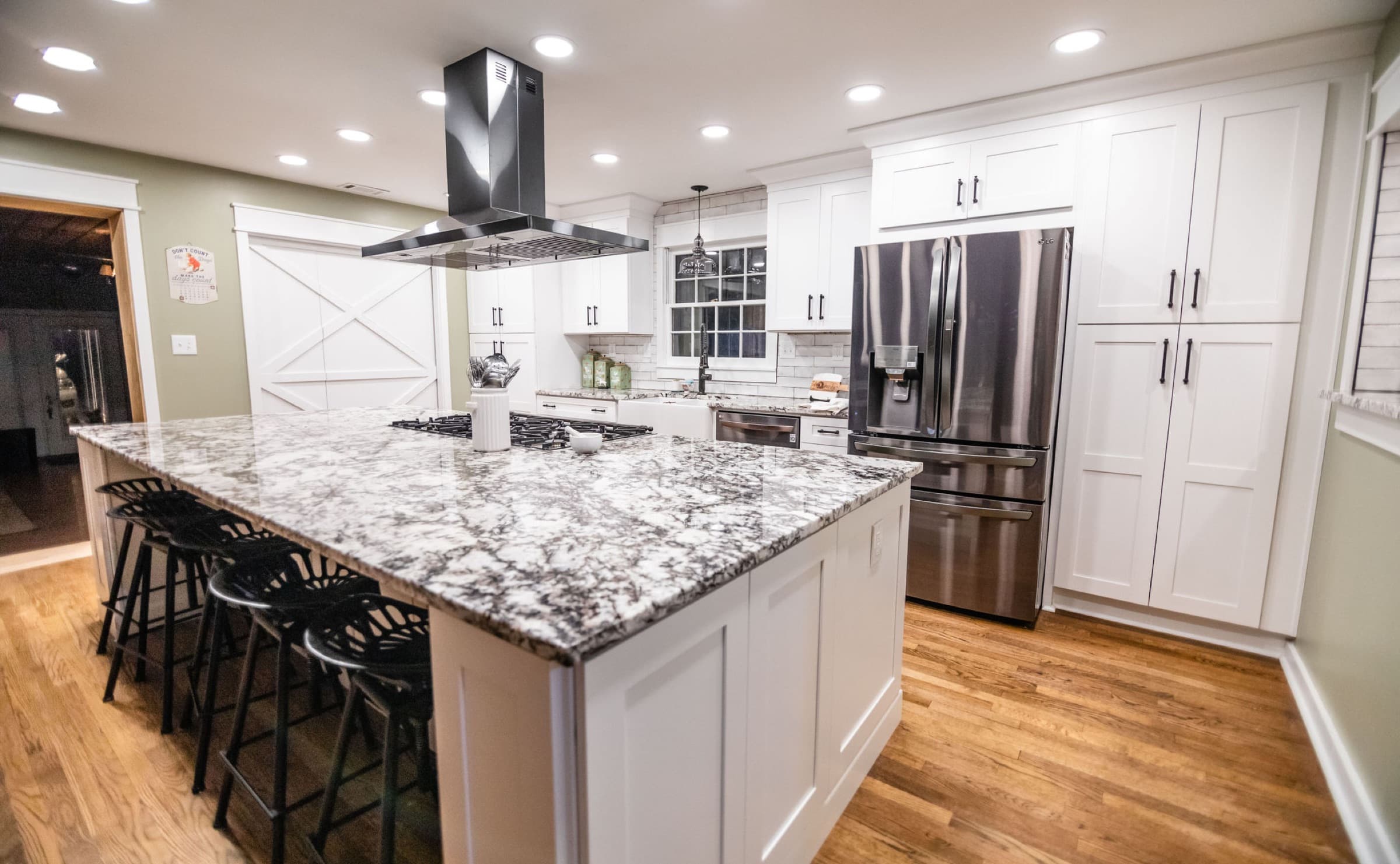 Acworth kitchen remodel — wide view with island seating