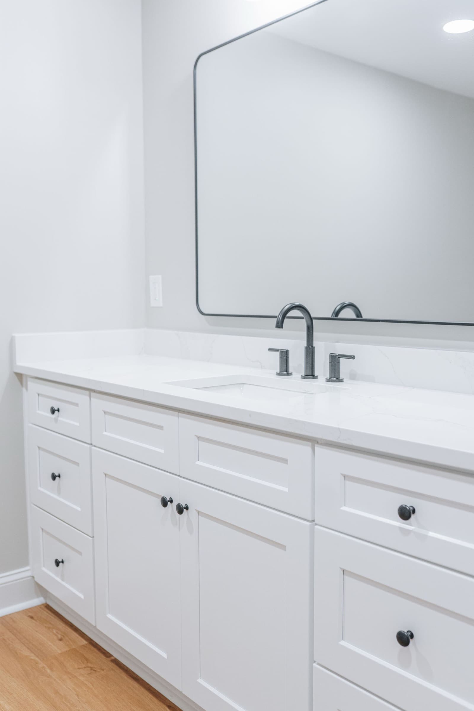 Ball Ground basement remodel — bathroom vanity with quartz countertop
