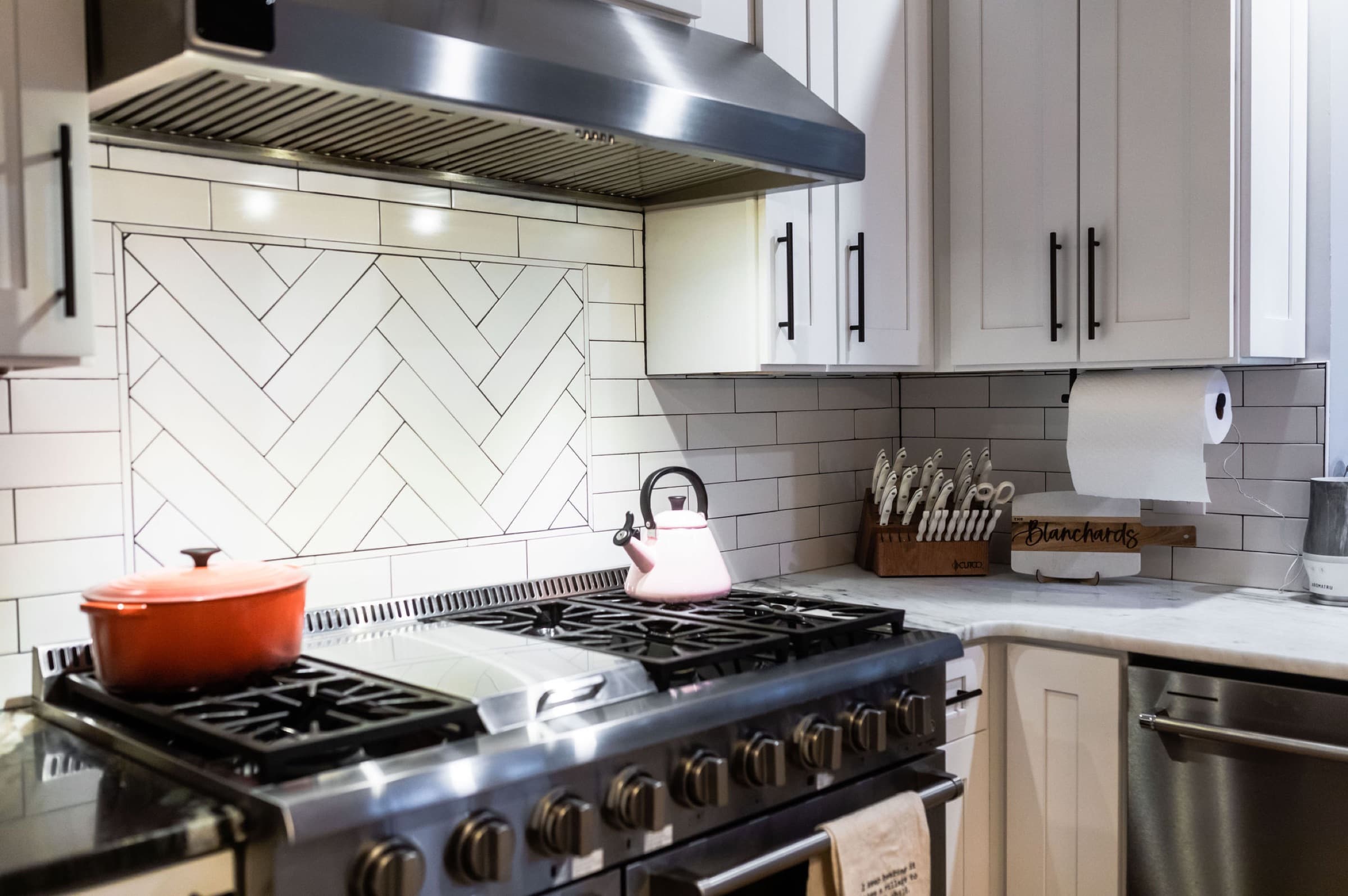 Canton kitchen remodel — herringbone tile backsplash accent