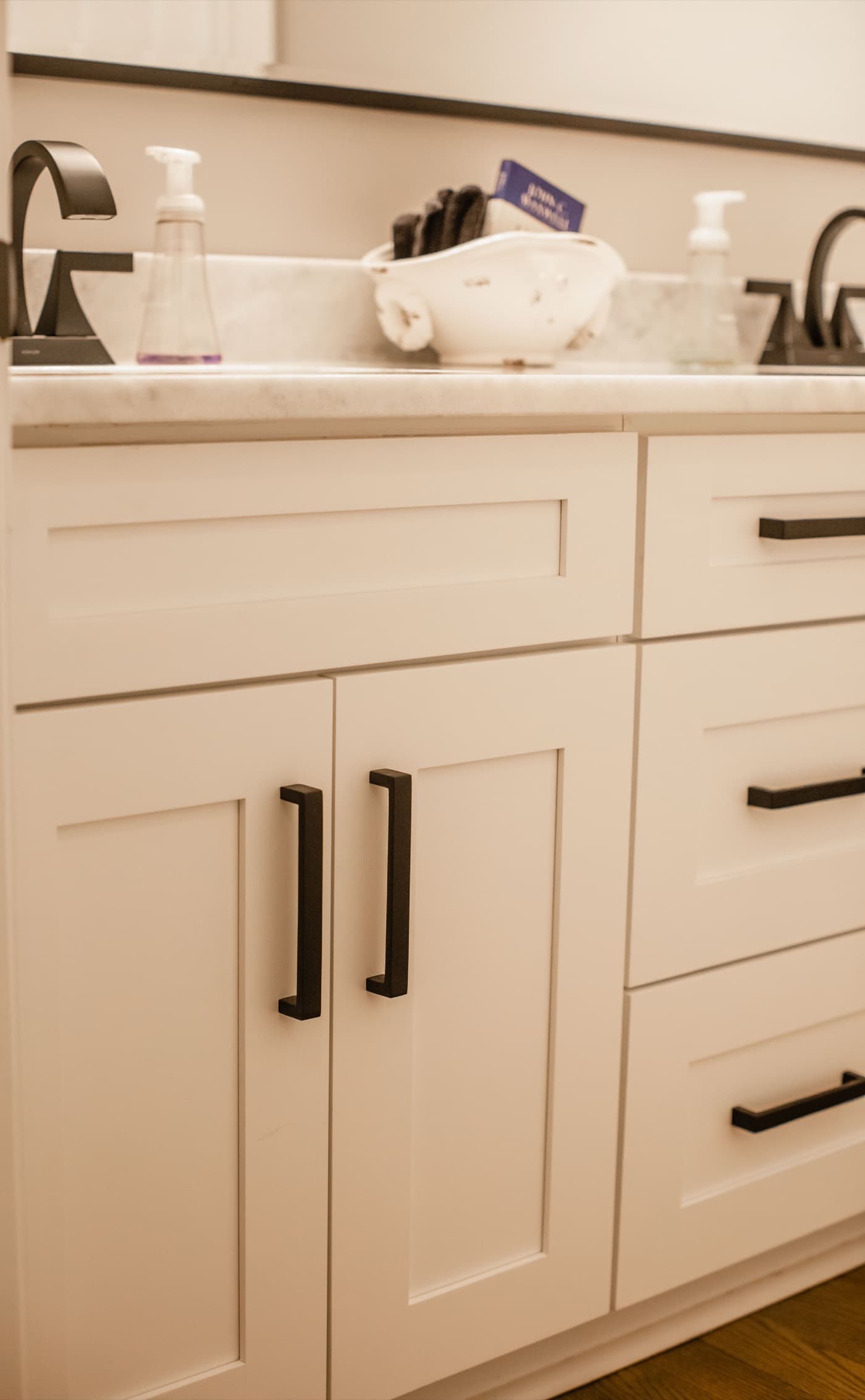 Guest bath vanity remodel — cabinetry detail