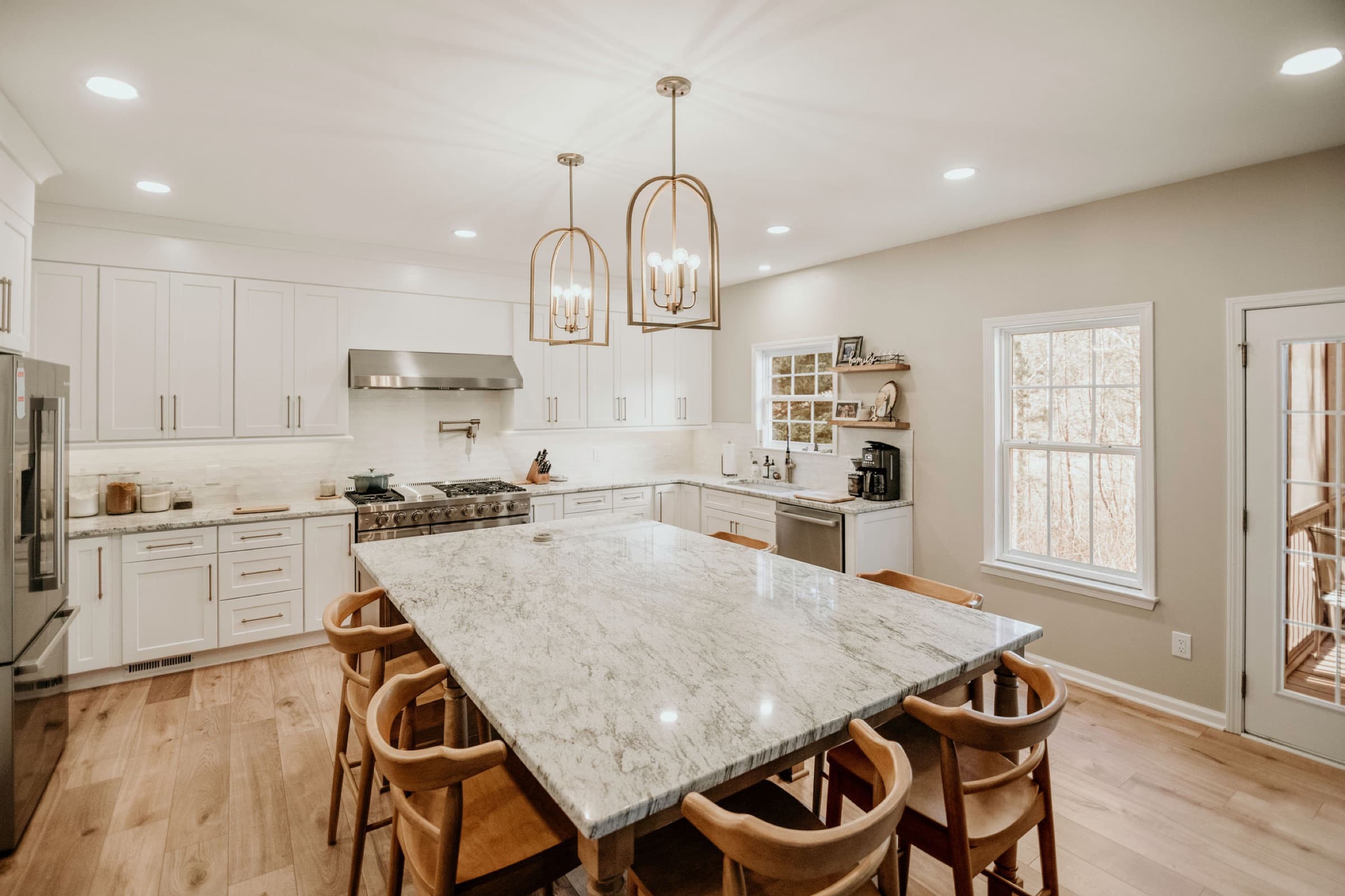 Powder Springs kitchen remodel — full view with island and range