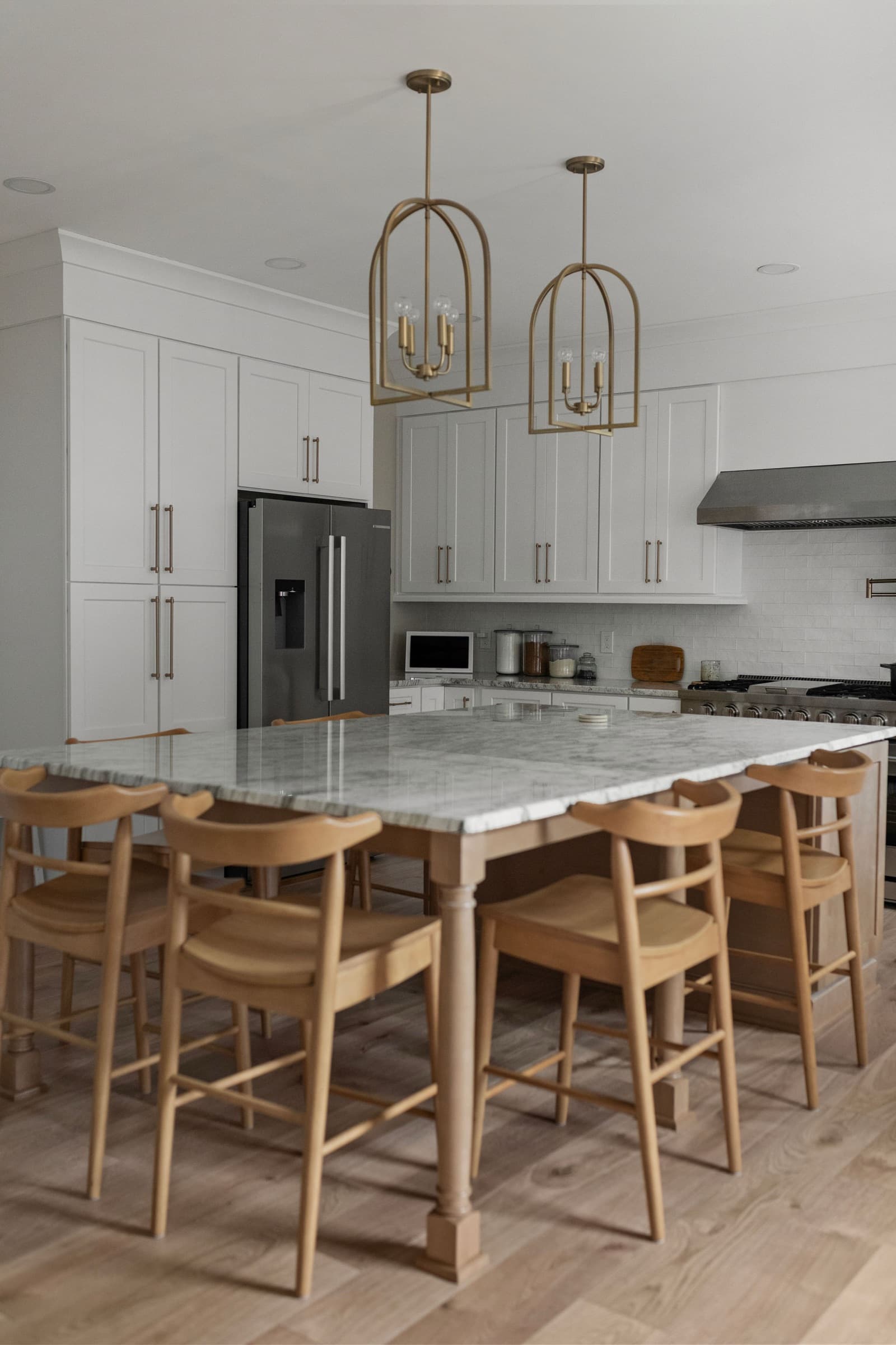 Powder Springs kitchen remodel — cage pendant lighting detail