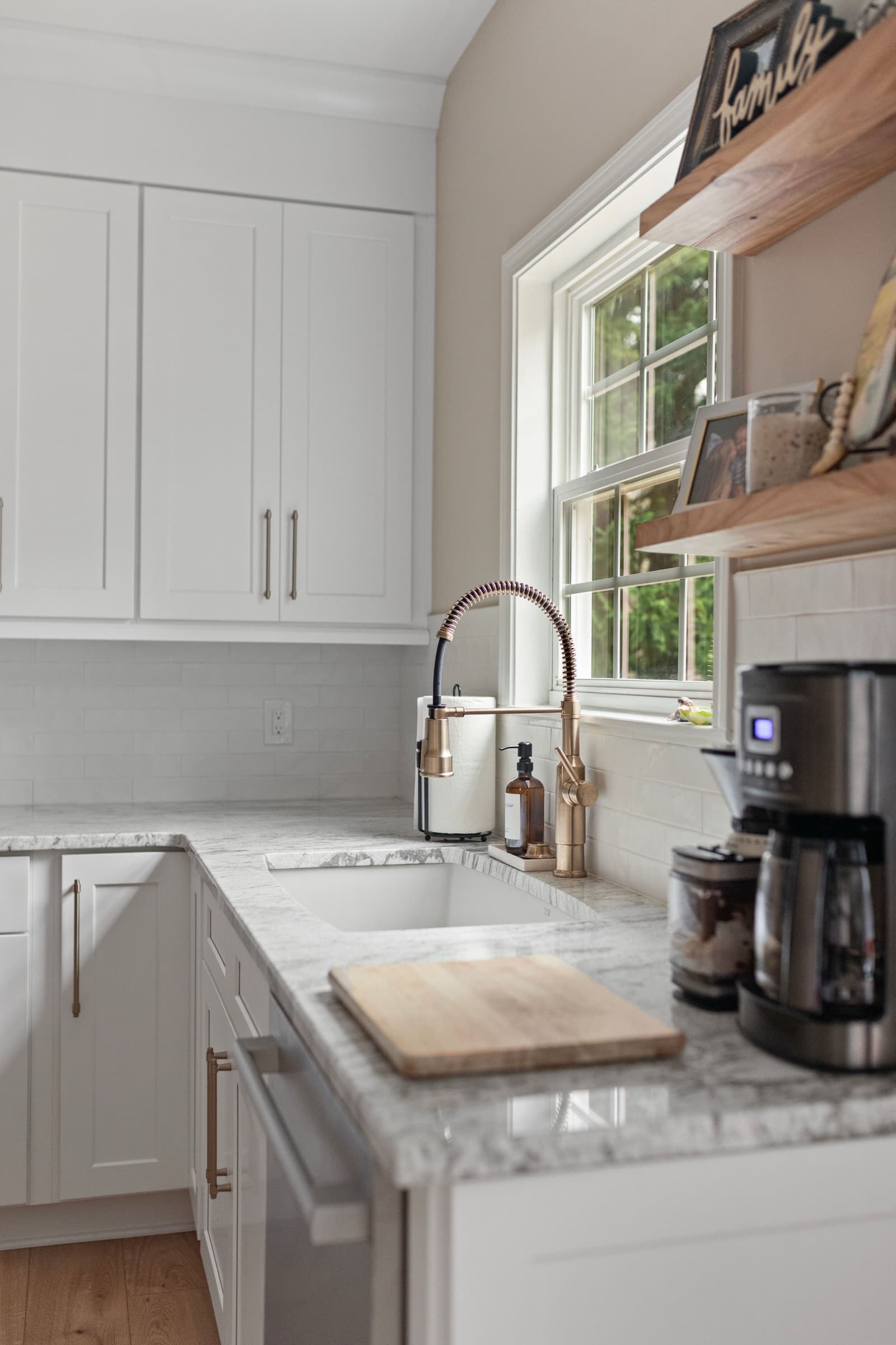 Powder Springs kitchen remodel — range and hood viewed from the island